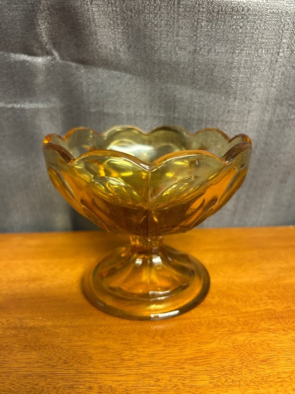 1970’s Anchor Hocking Amber Glass Fairfield Compote Dish